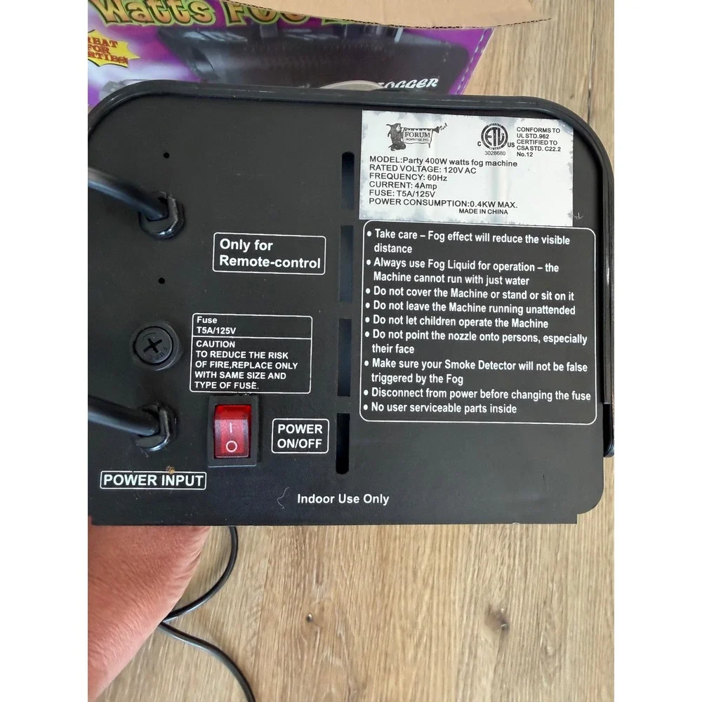 Forum Novelties Crazy Fogger Machine Black 400W Wired Remote Tested Works